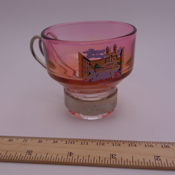 Set of Six(6) Roma Scene Glass Cups with Metal Handles - Picture 9 of 14